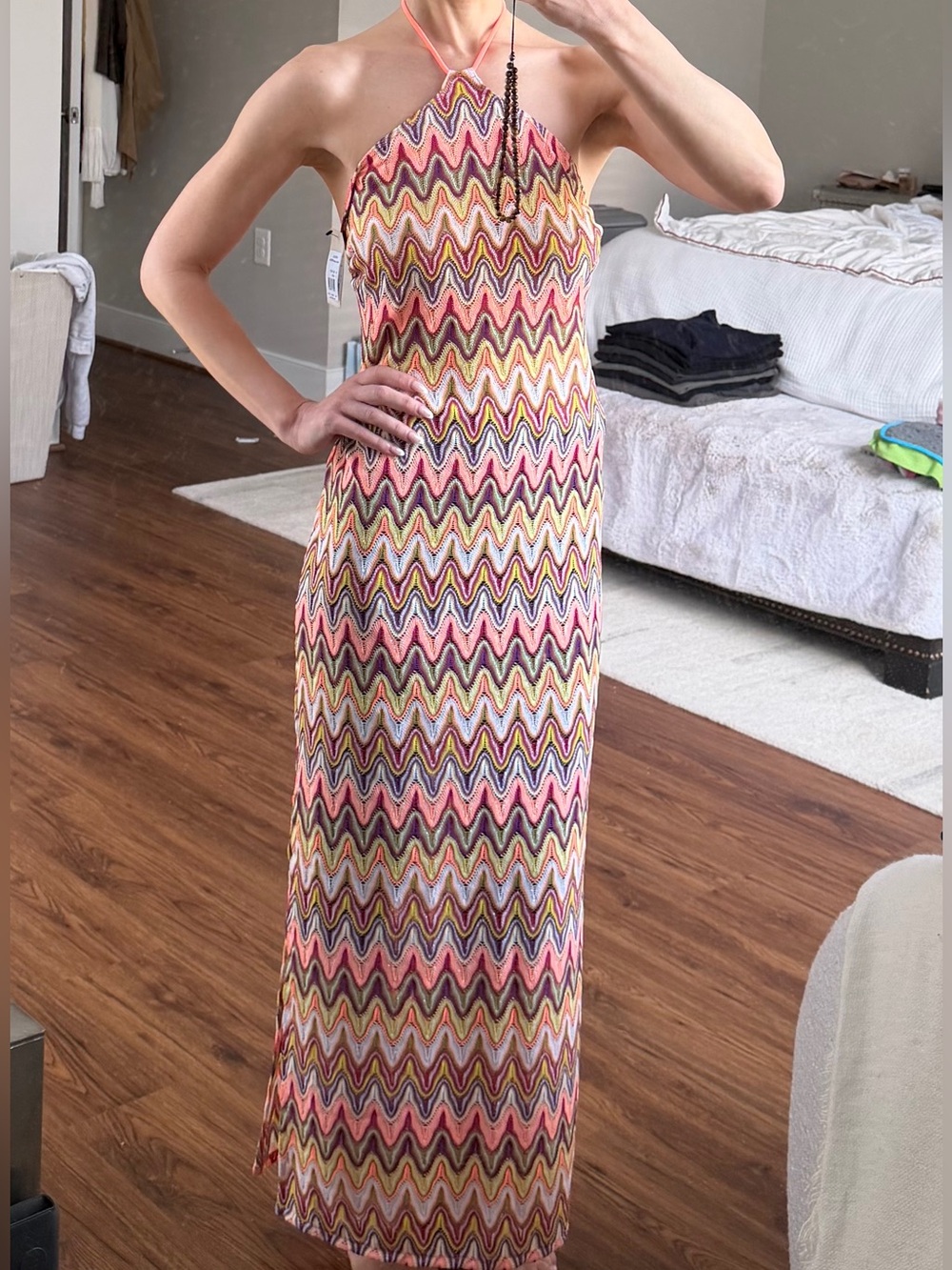 NWT Zigzag Long Halter Dress - Picture 6 of 8